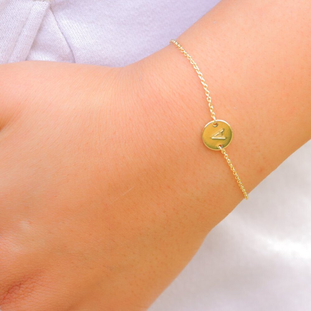 😍ENGRAVED PERSONALIZED❤️CHARM - A to Z GOLD INITIAL BRACELET GIRL, ELDM22240